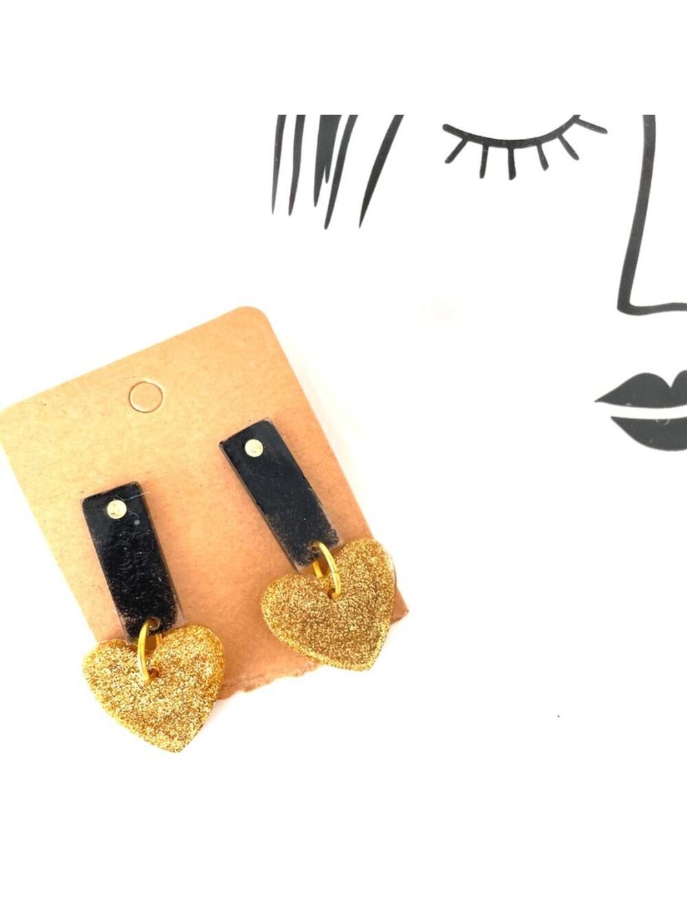 Mixed Media Heart Earrings
